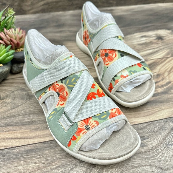 NIB Earth Origins Saco 9M Slingback Comfort Sport Sandals Green Multi - Picture 3 of 12
